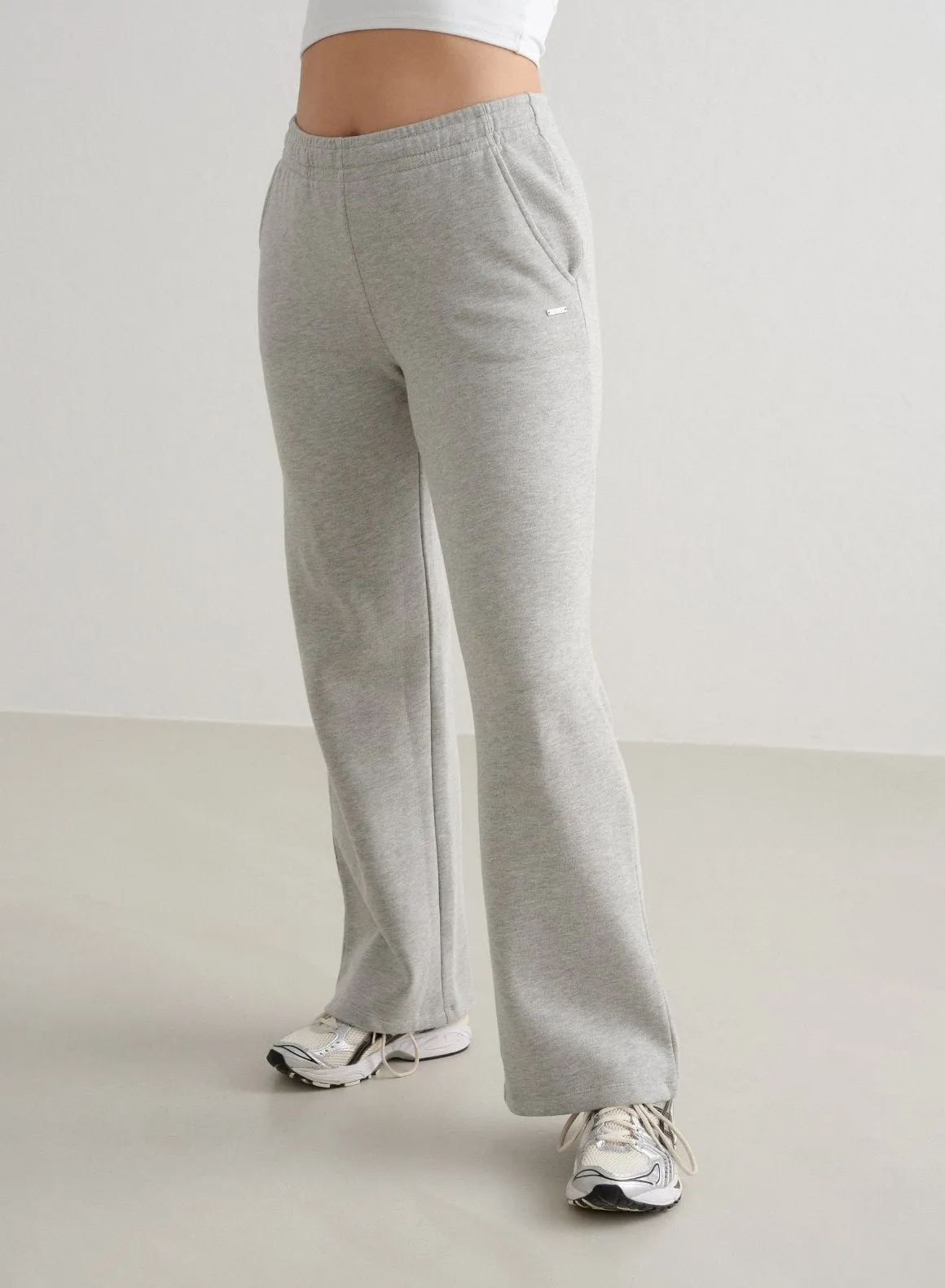 Grey Melange Wide Sweatpants