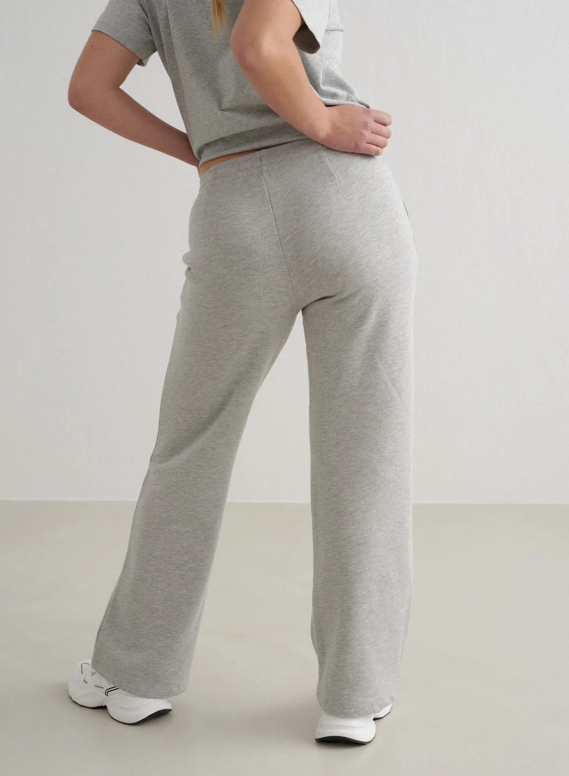 Grey Melange Wide Sweatpants