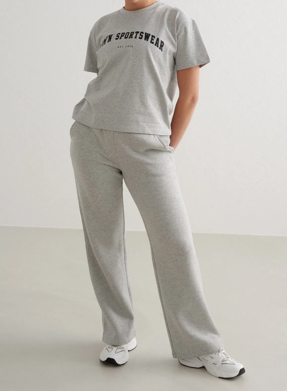 Grey Melange Wide Sweatpants