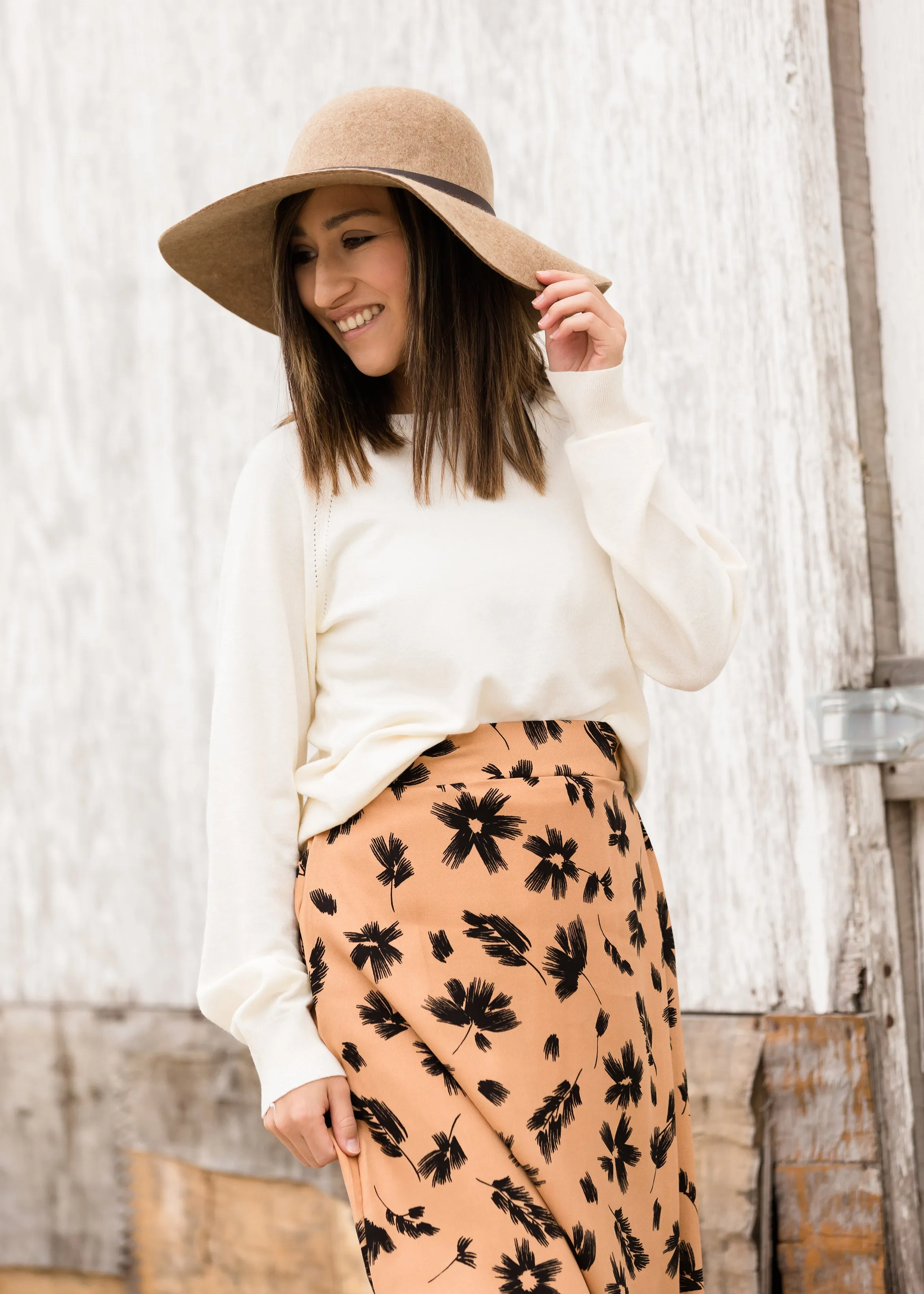 High Waist Floral A-Line Midi Skirt - FINAL SALE