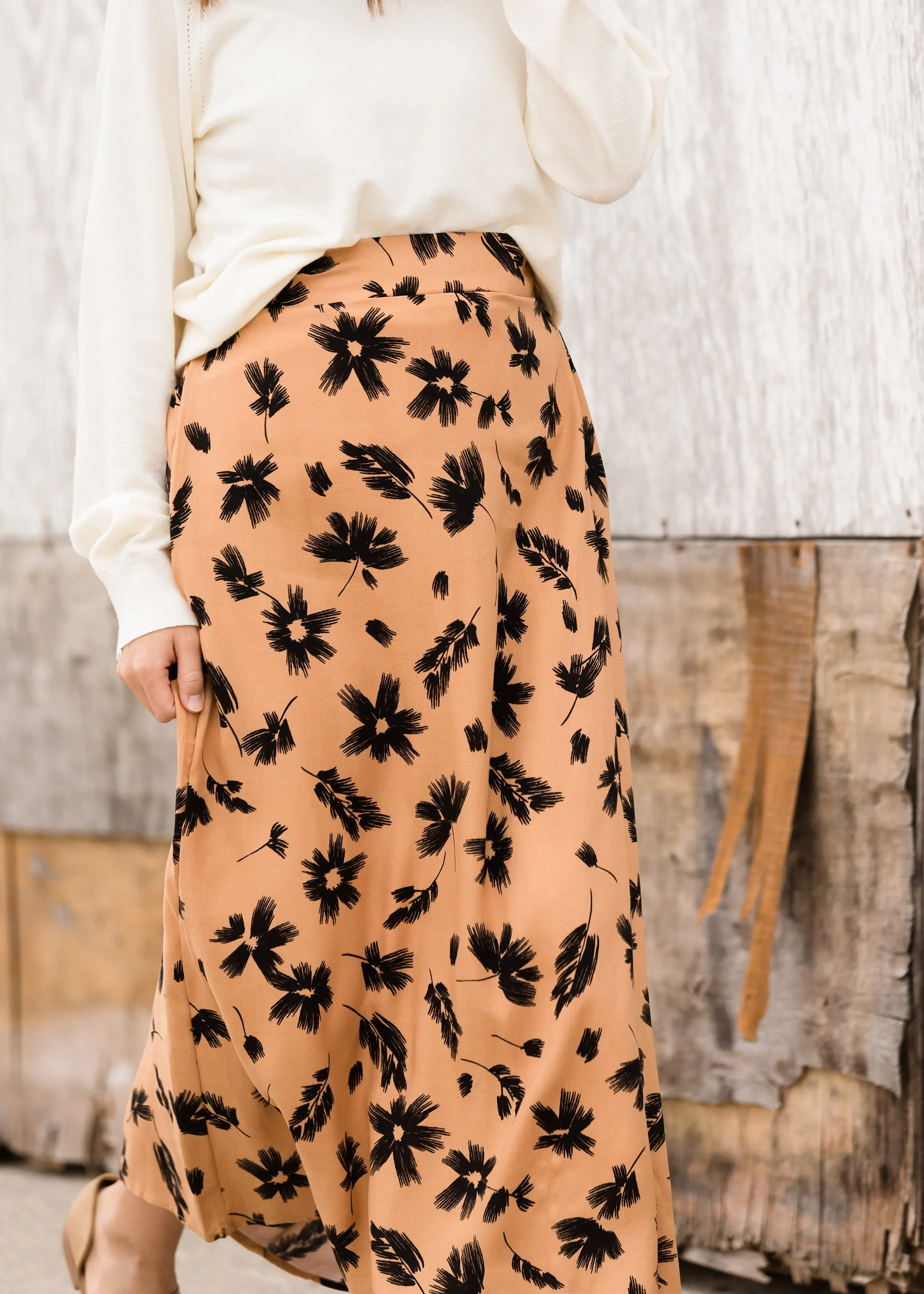 High Waist Floral A-Line Midi Skirt - FINAL SALE