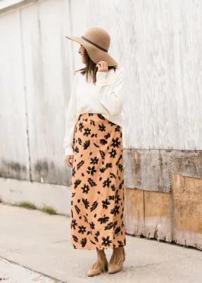 High Waist Floral A-Line Midi Skirt - FINAL SALE