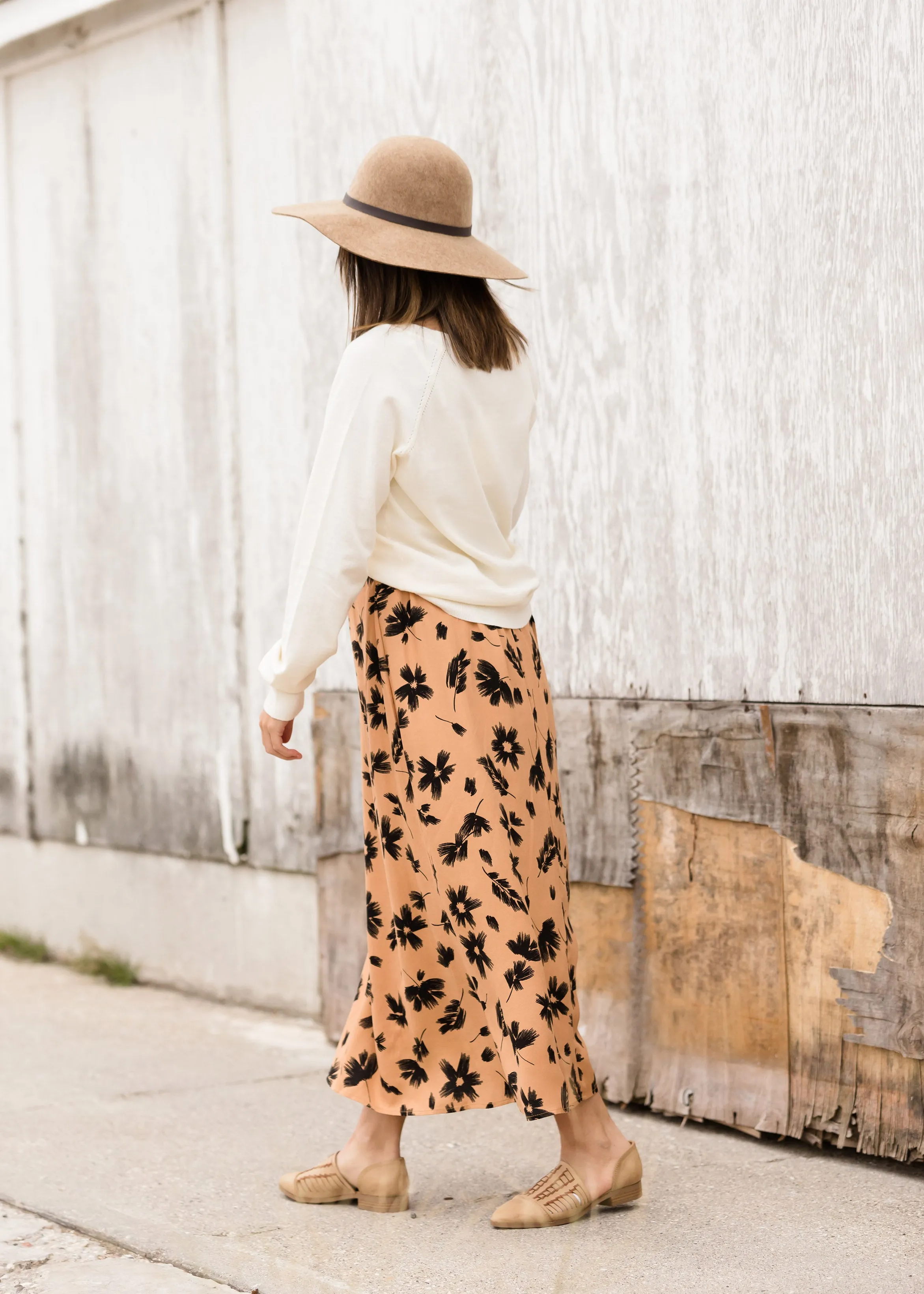 High Waist Floral A-Line Midi Skirt - FINAL SALE