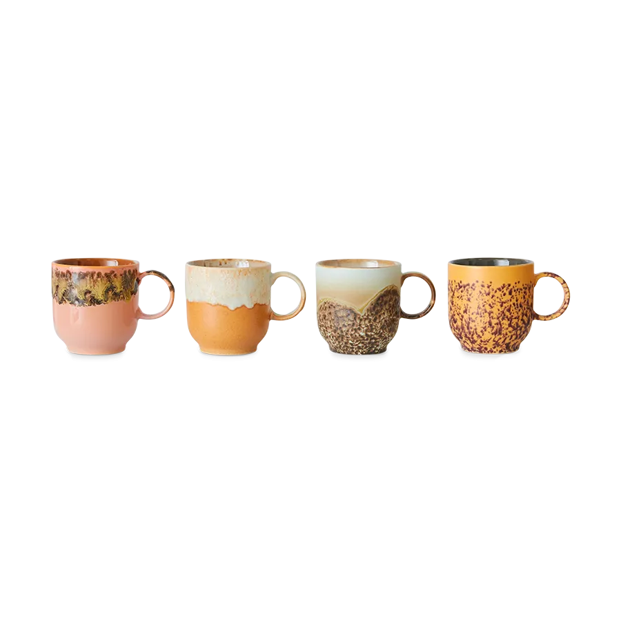 HKliving 70's Ceramics Cape Café Mugs (Set of 4)