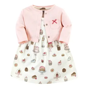 Hudson Baby Cotton Dress and Cardigan Set, Sweet Bakery