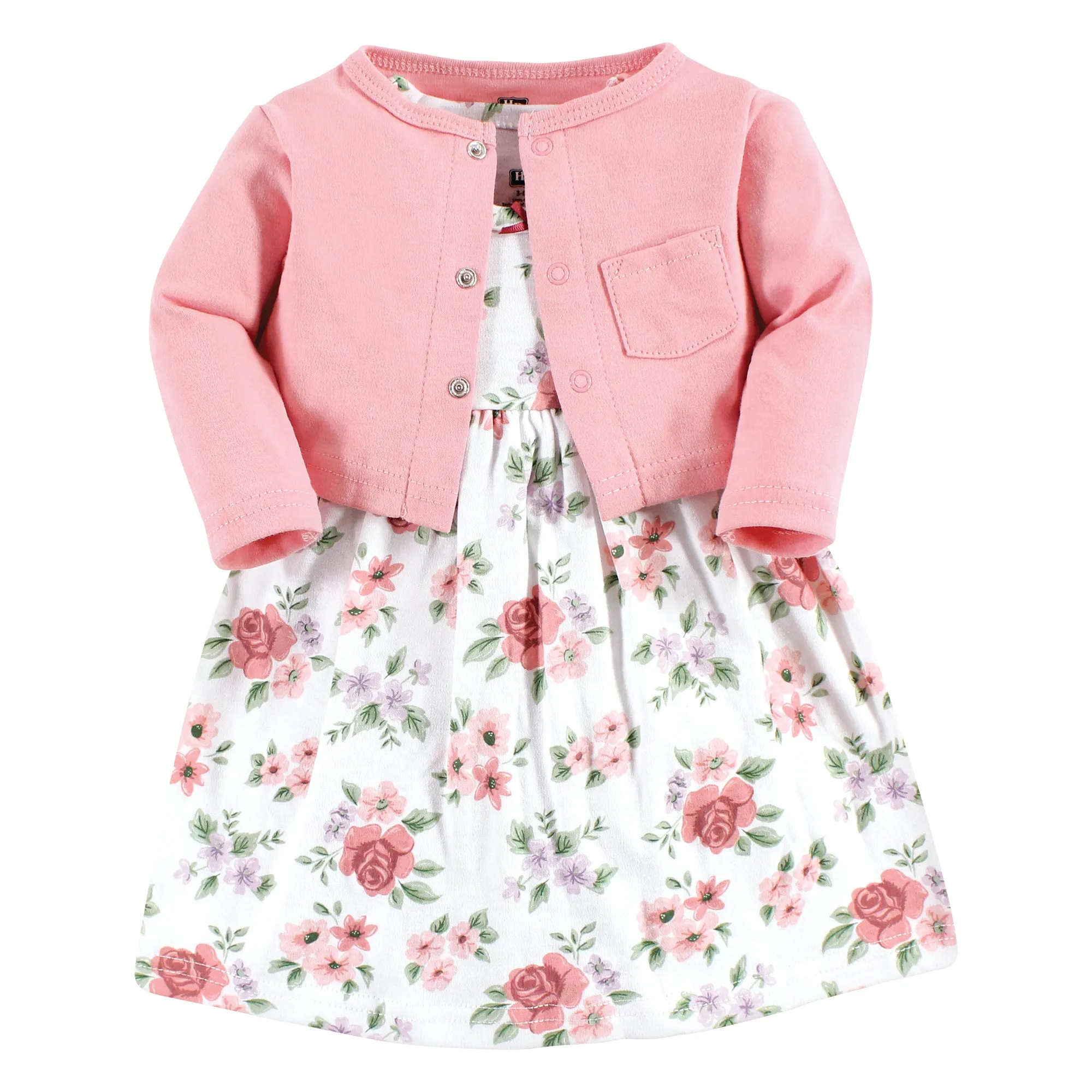 Hudson Baby Cotton Dress and Cardigan Set, Vintage Floral