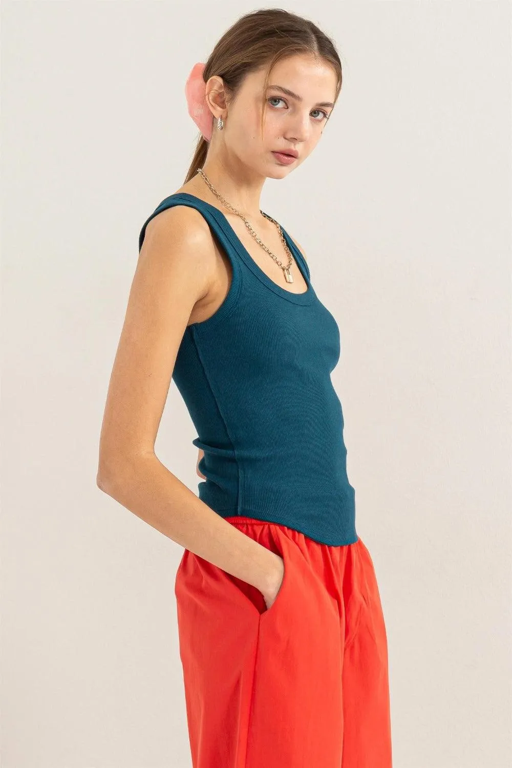 HYFVE Ribbed Scoop Neck Racerback Tank