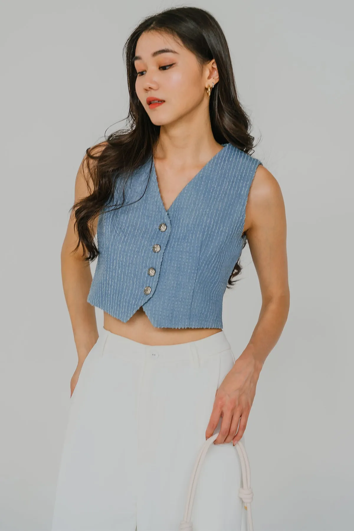 Impressionist Denim Vest (Light Blue)