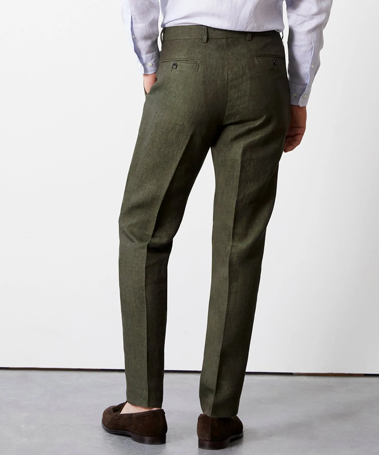 Italian Linen Sutton Trouser in Olive