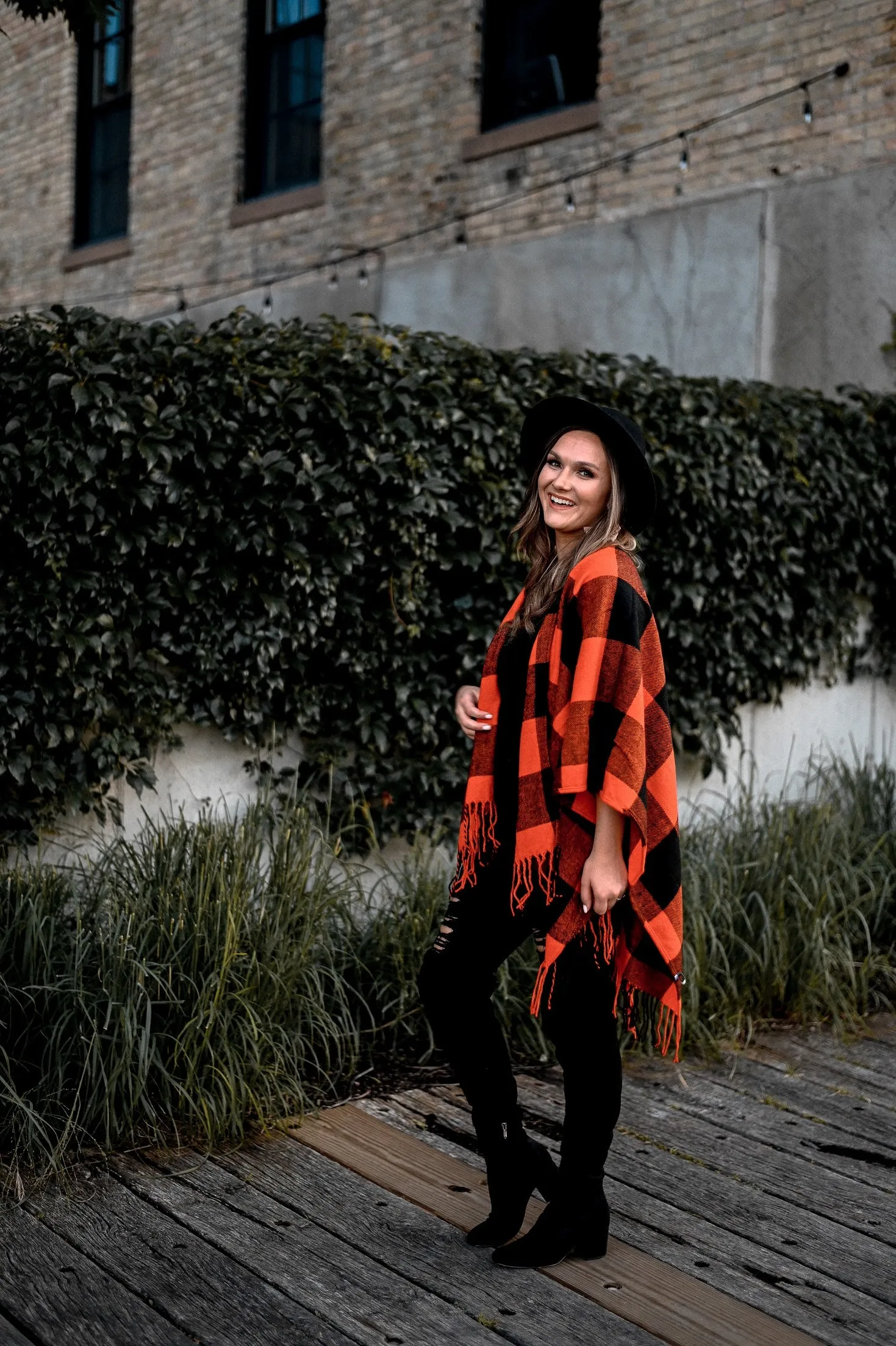 Jenny Buffalo Check Plaid Poncho