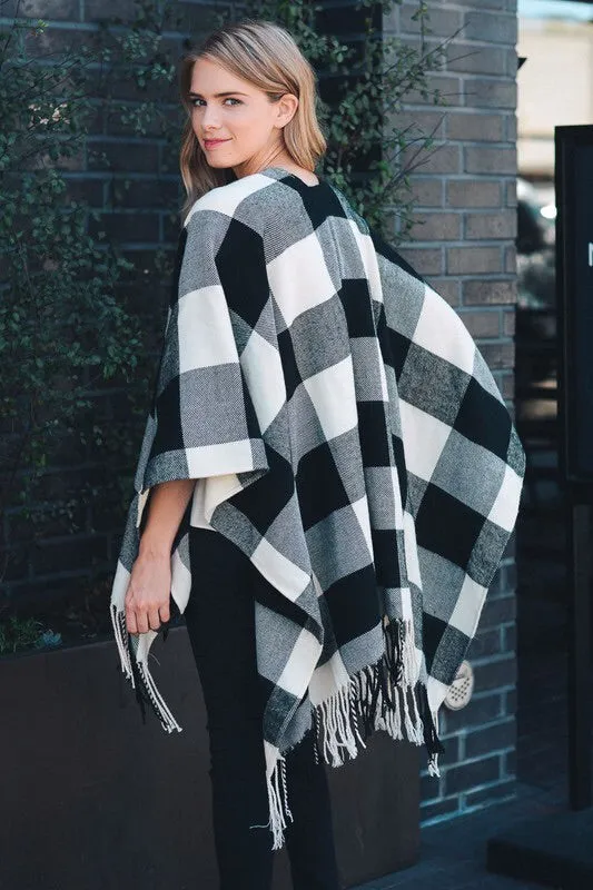 Jenny Buffalo Check Plaid Poncho