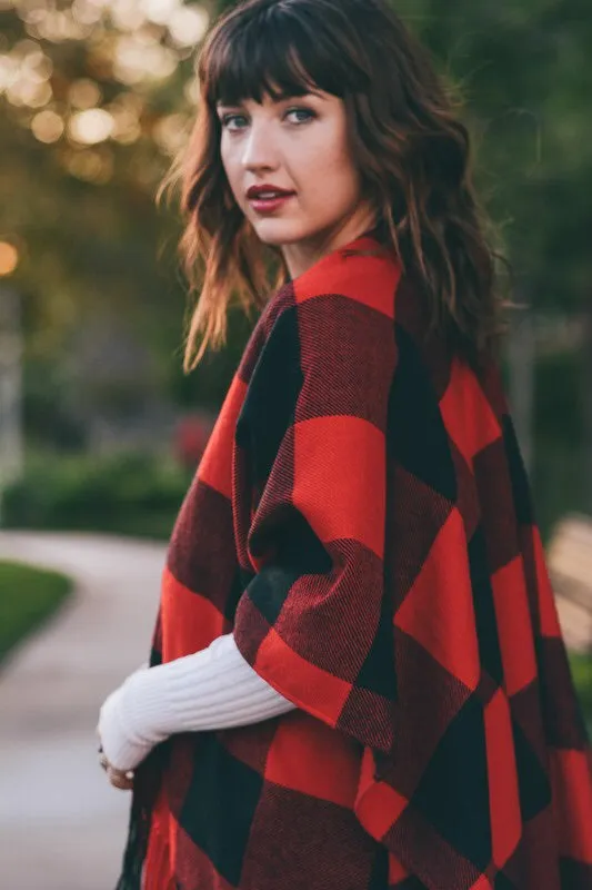 Jenny Buffalo Check Plaid Poncho