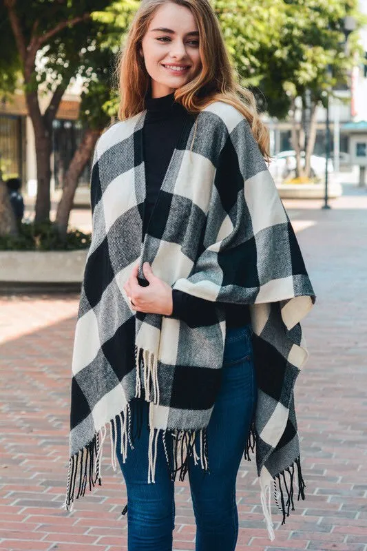 Jenny Buffalo Check Plaid Poncho