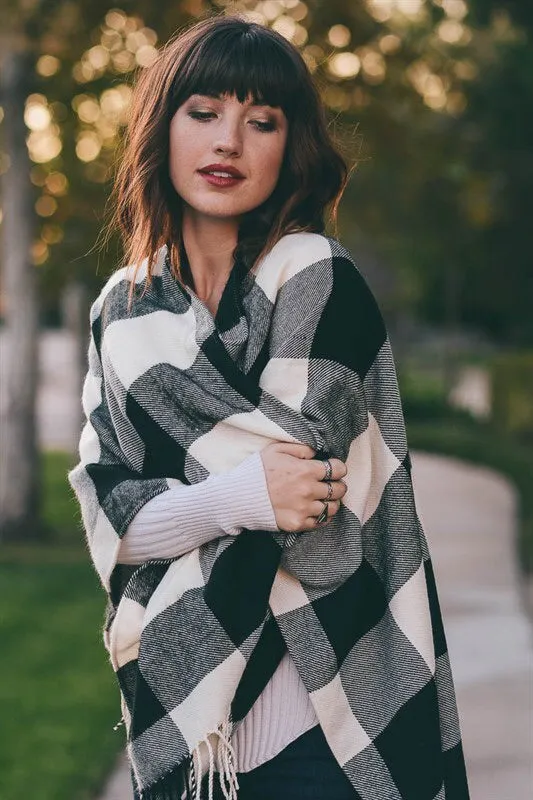 Jenny Buffalo Check Plaid Poncho