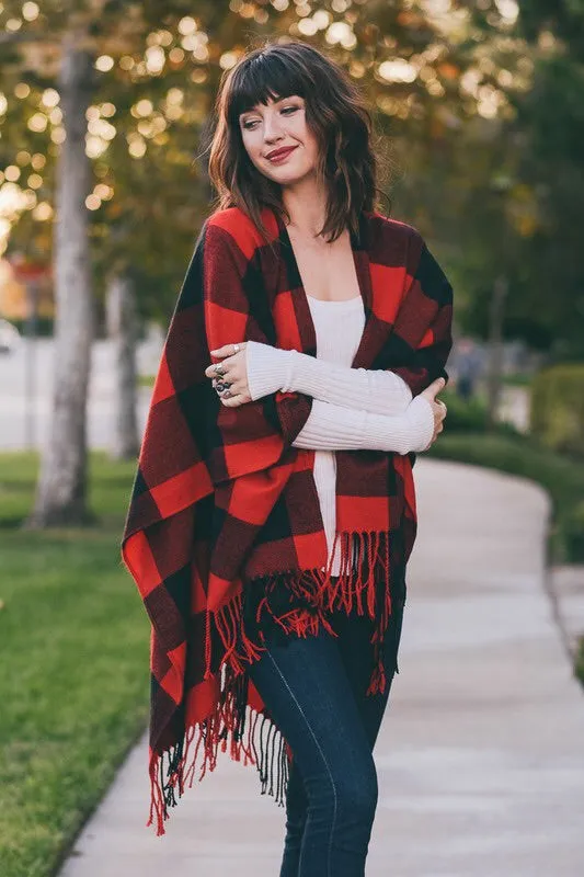 Jenny Buffalo Check Plaid Poncho