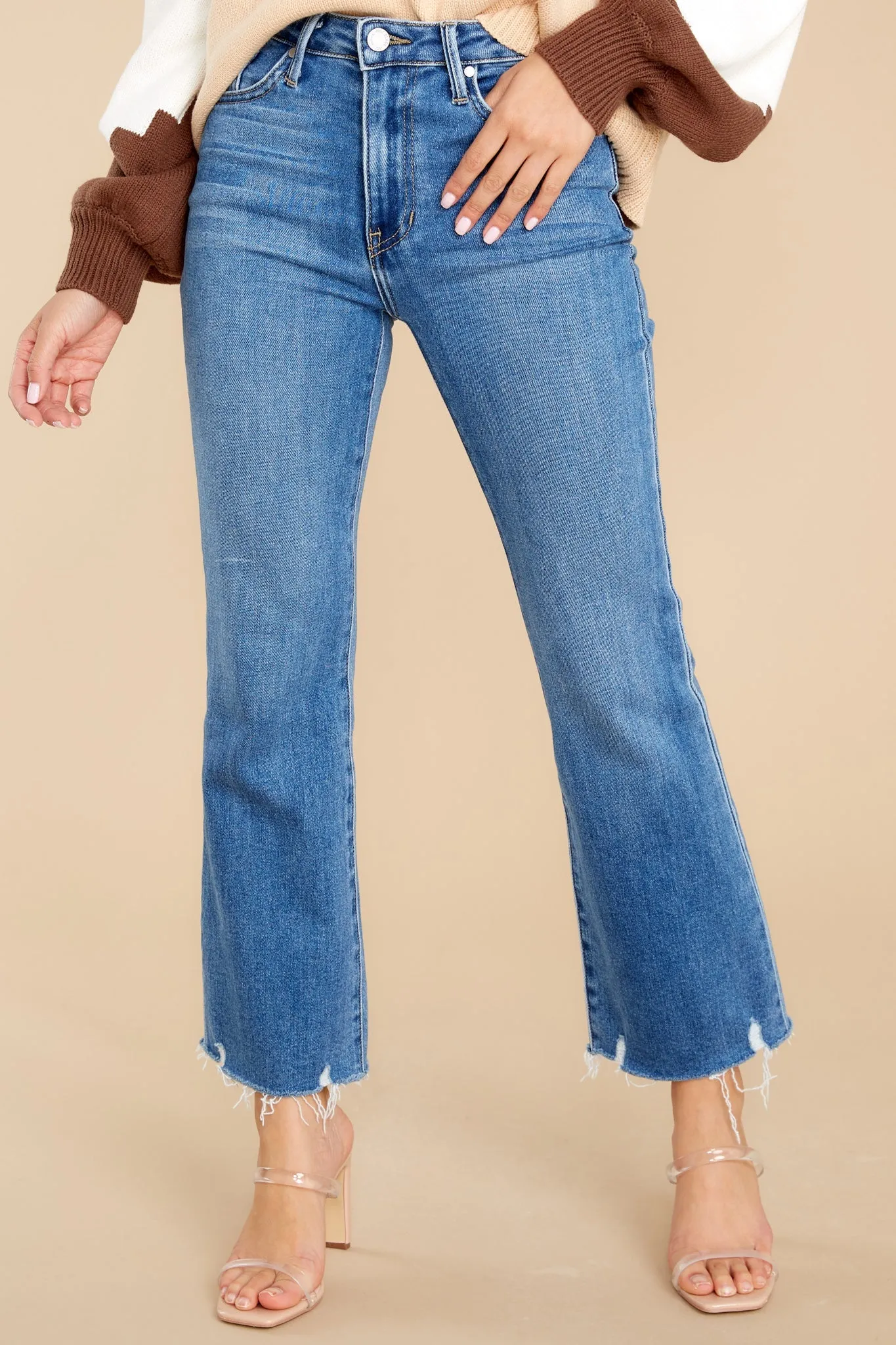 Just About Medium Wash Cropped Flare Jeans