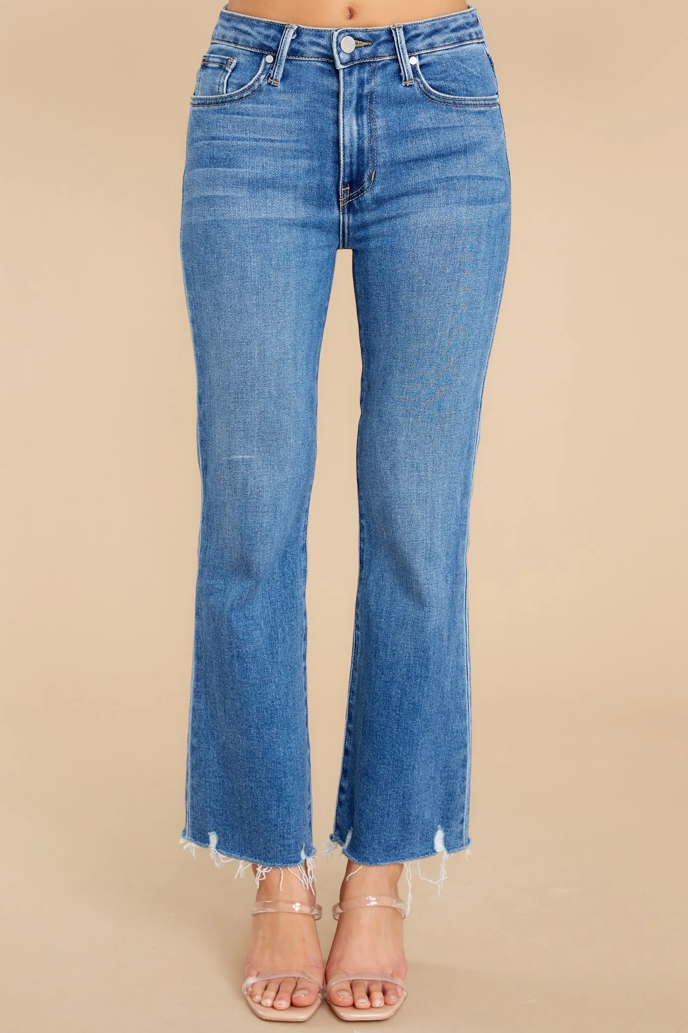 Just About Medium Wash Cropped Flare Jeans