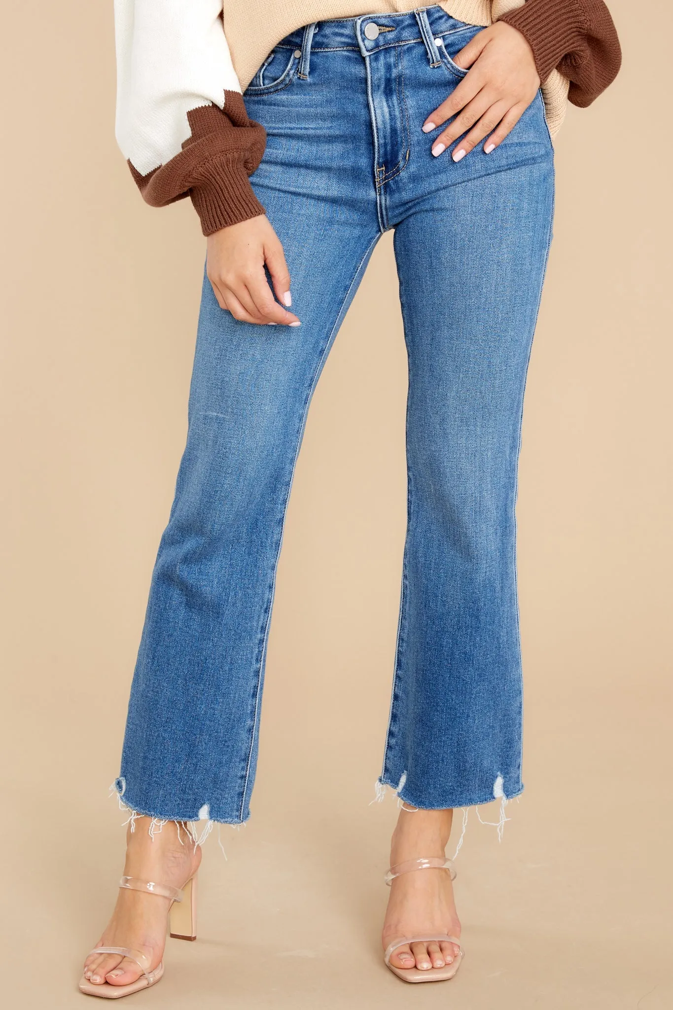 Just About Medium Wash Cropped Flare Jeans