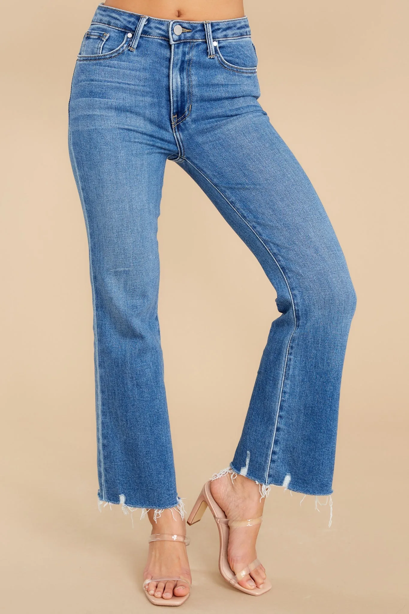 Just About Medium Wash Cropped Flare Jeans