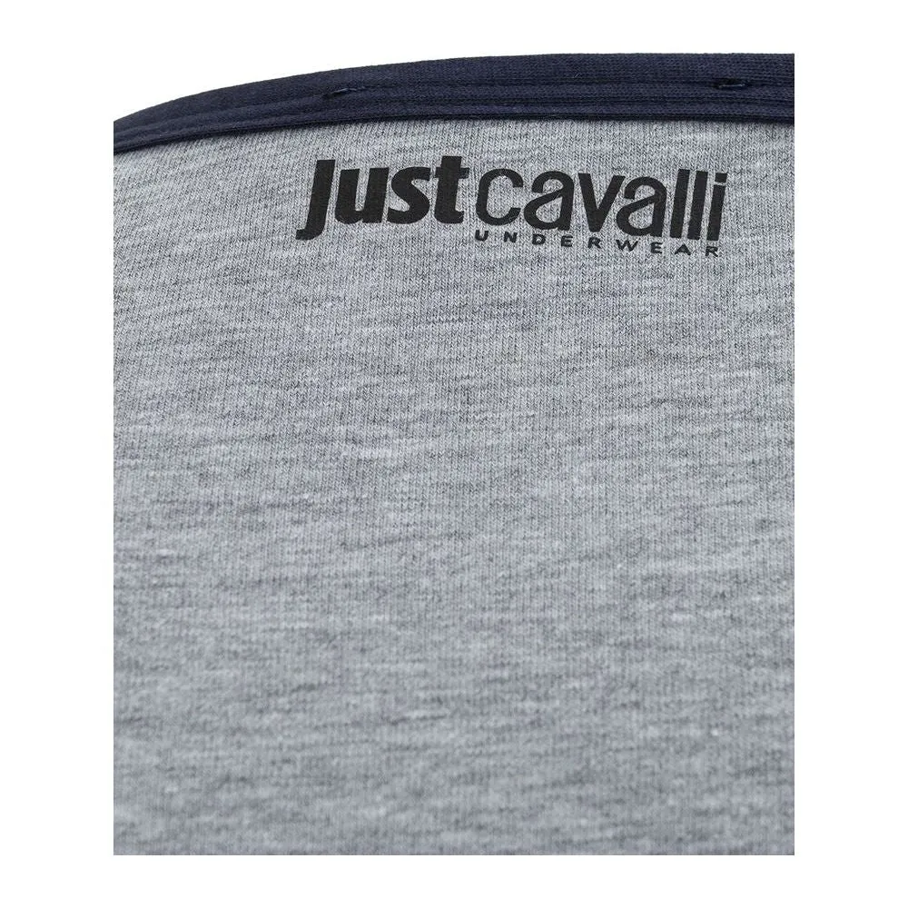 Just Cavalli Elegant Gray Cotton Tee for Men