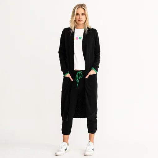 Kerri Rosenthal - London Super Long Cardigan in Oh Hi Happy Black