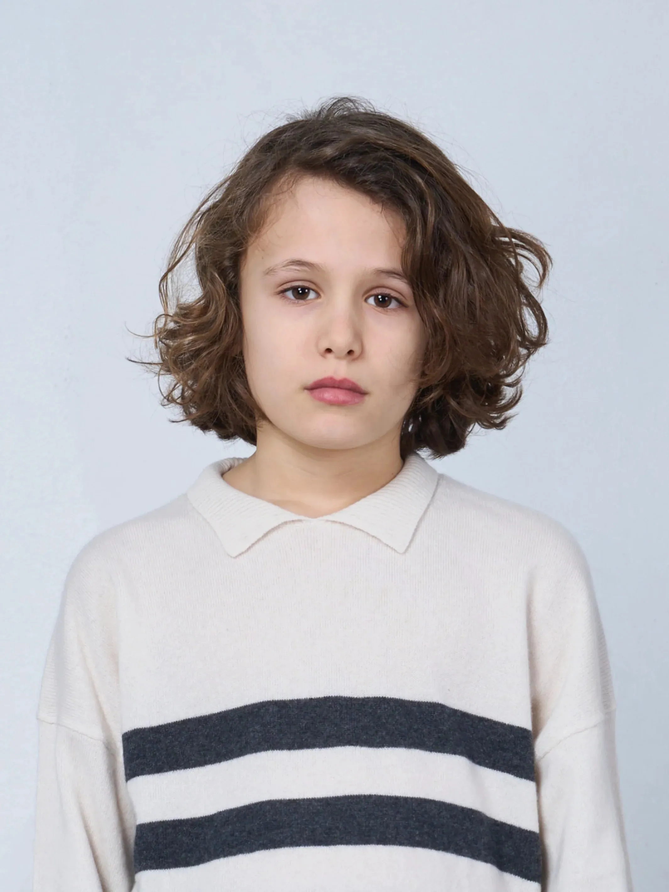 Kids' Cashmere Collared Polo Sweater Stripes