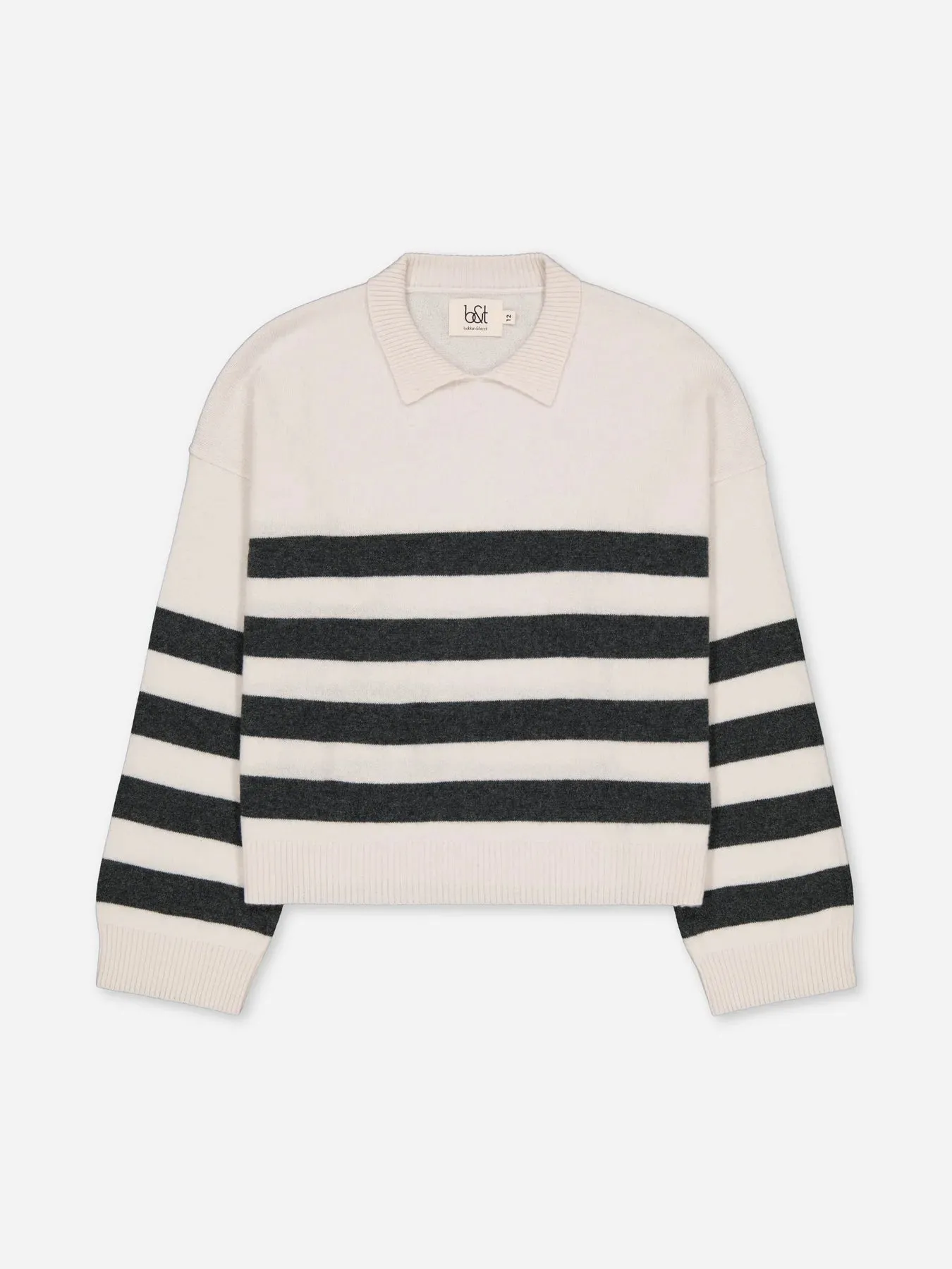 Kids' Cashmere Collared Polo Sweater Stripes