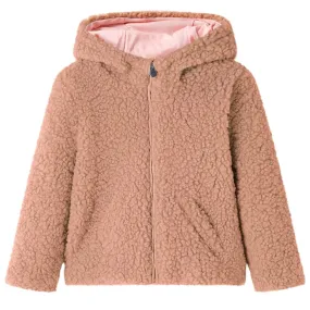 Kids' Cozy Hooded Teddy Faux Fur Jacket in Light Cognac - Size 116, Ages 5-6 | Soft & Stylish