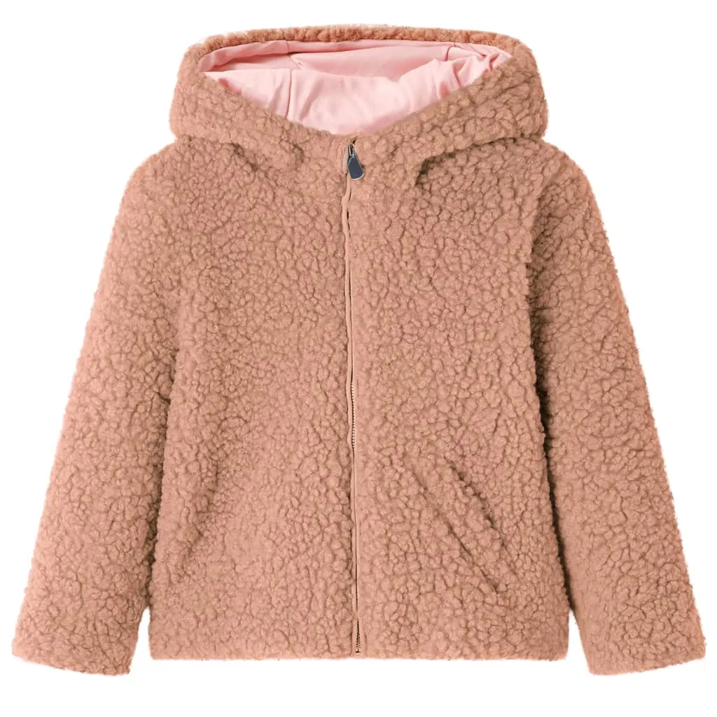 Kids' Hooded Jacket Teddy Faux Fur in Light Cognac - Warm & Stylish - Size 140 (Ages 9-10)