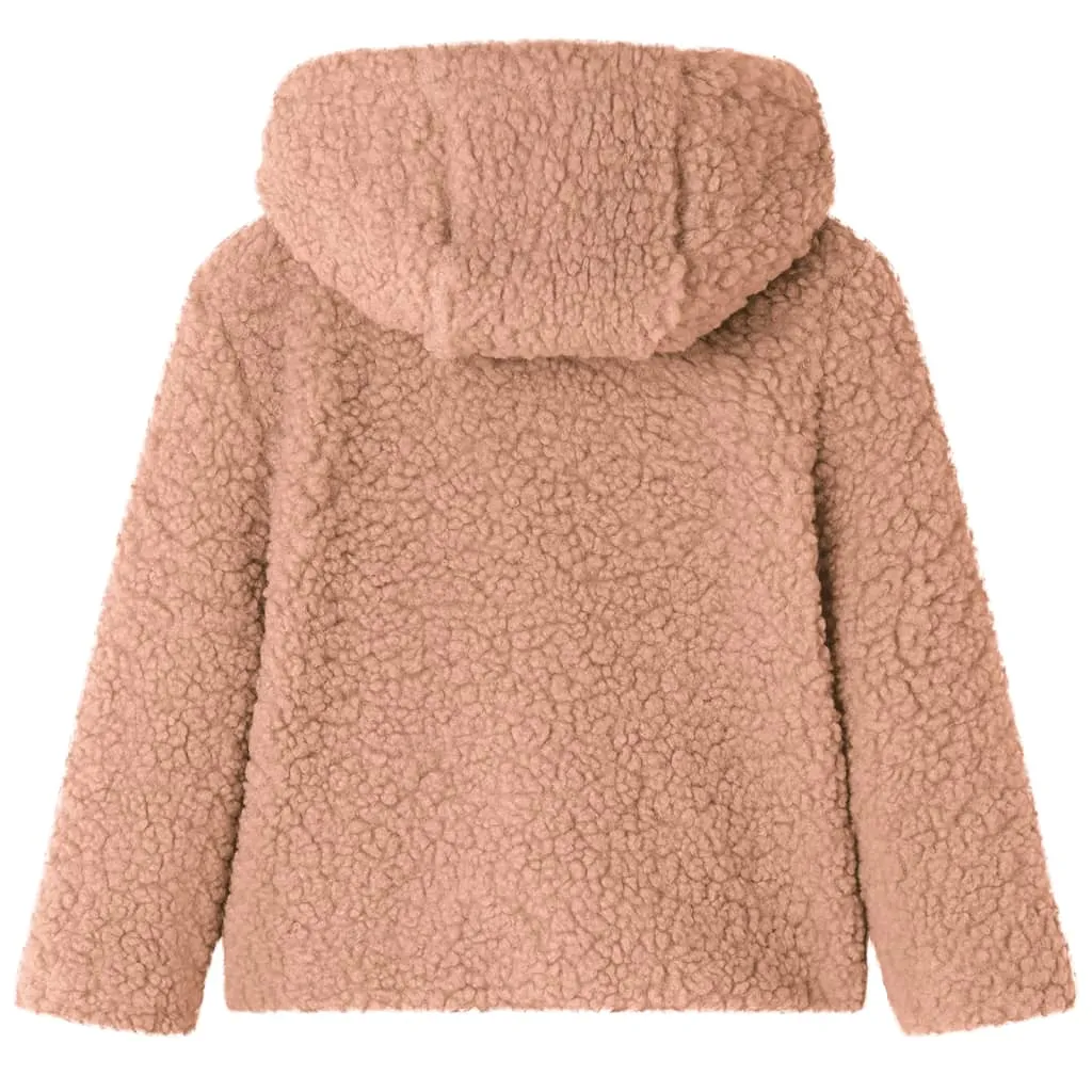 Kids' Hooded Teddy Faux Fur Jacket in Light Cognac | Size 128 (7-8 Years) - Cozy & Stylish Children's Outerwear