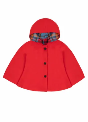 Kids Reversible Wool Blend Cape, Flannel Plaid