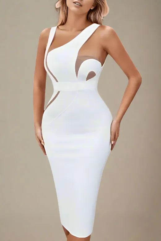 Kylie Bodycon Midi Dress - Pearl White