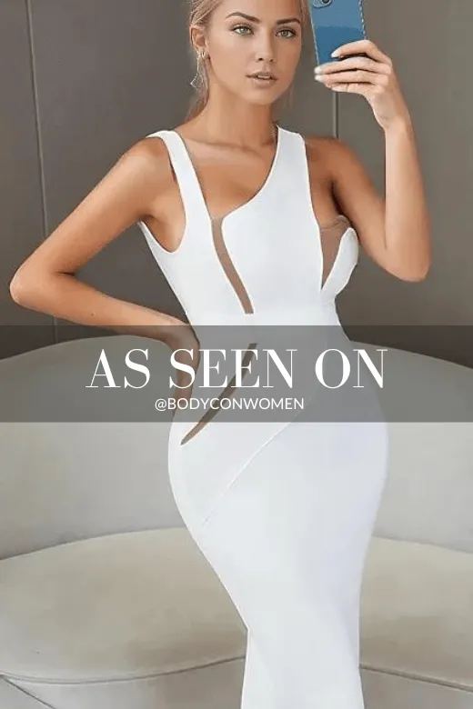 Kylie Bodycon Midi Dress - Pearl White