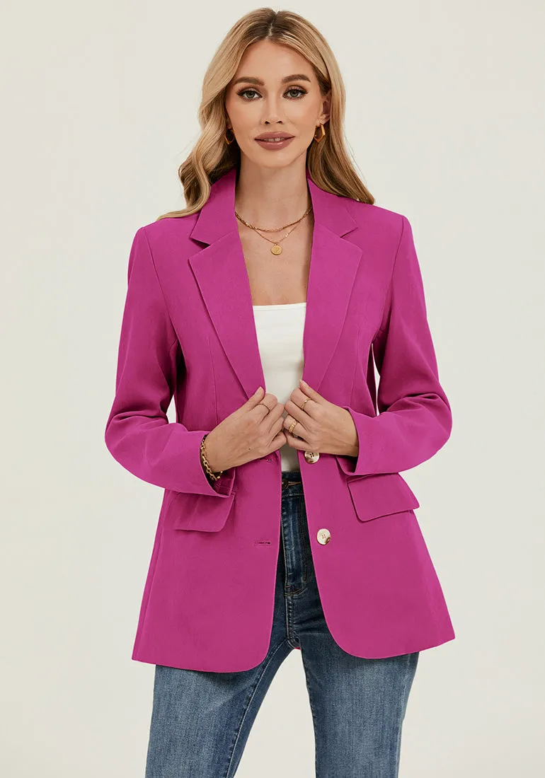 Lilac Rose Women's Classic Twill Loose Fit Business Casual Blazer