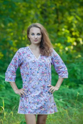 Lilac Sun and Sand Style Caftan in Vintage Chic Floral Pattern