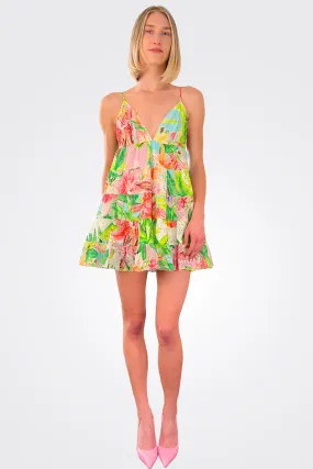 Lora Mini Dress - Hibiscus Print