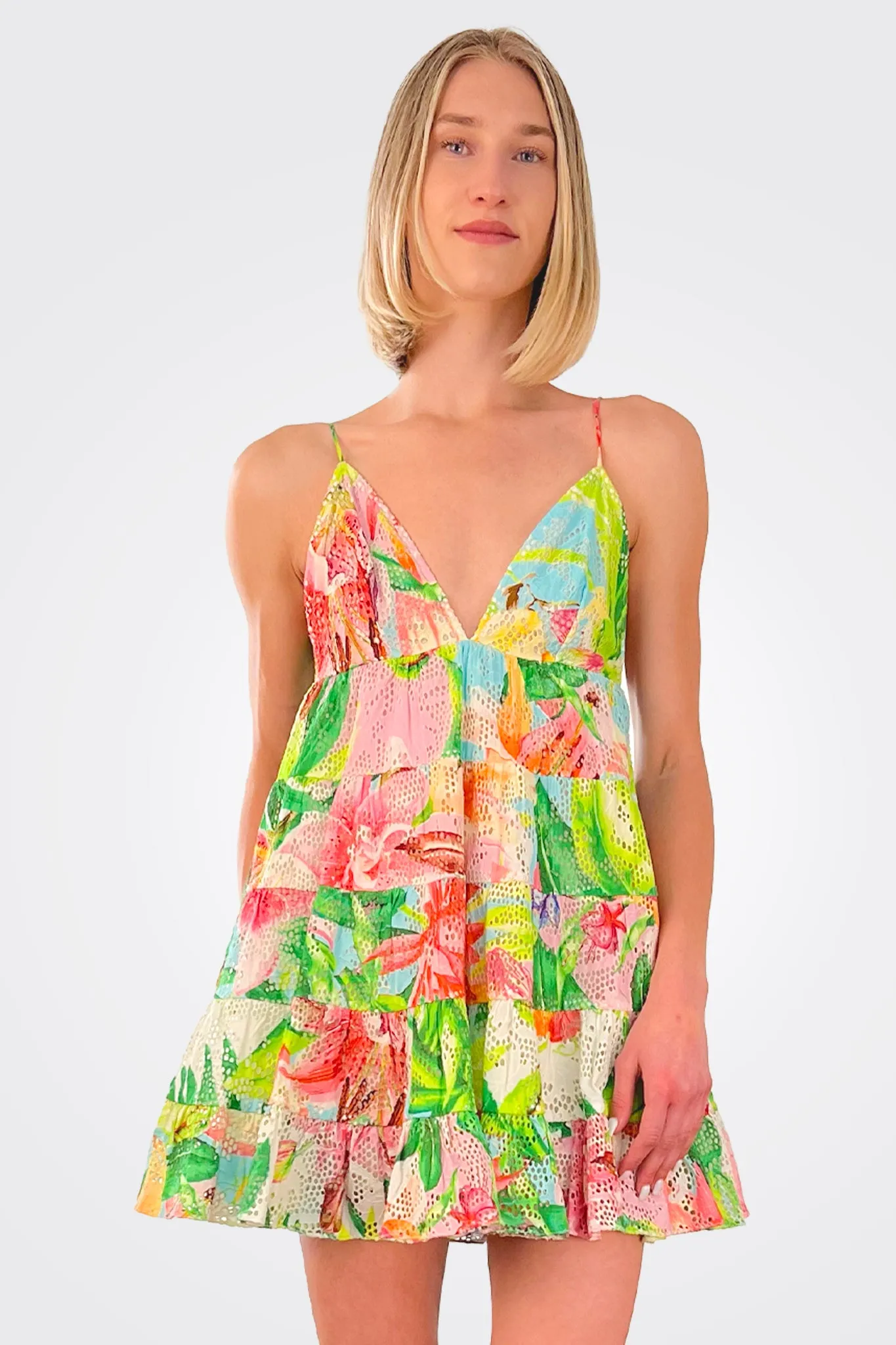 Lora Mini Dress - Hibiscus Print