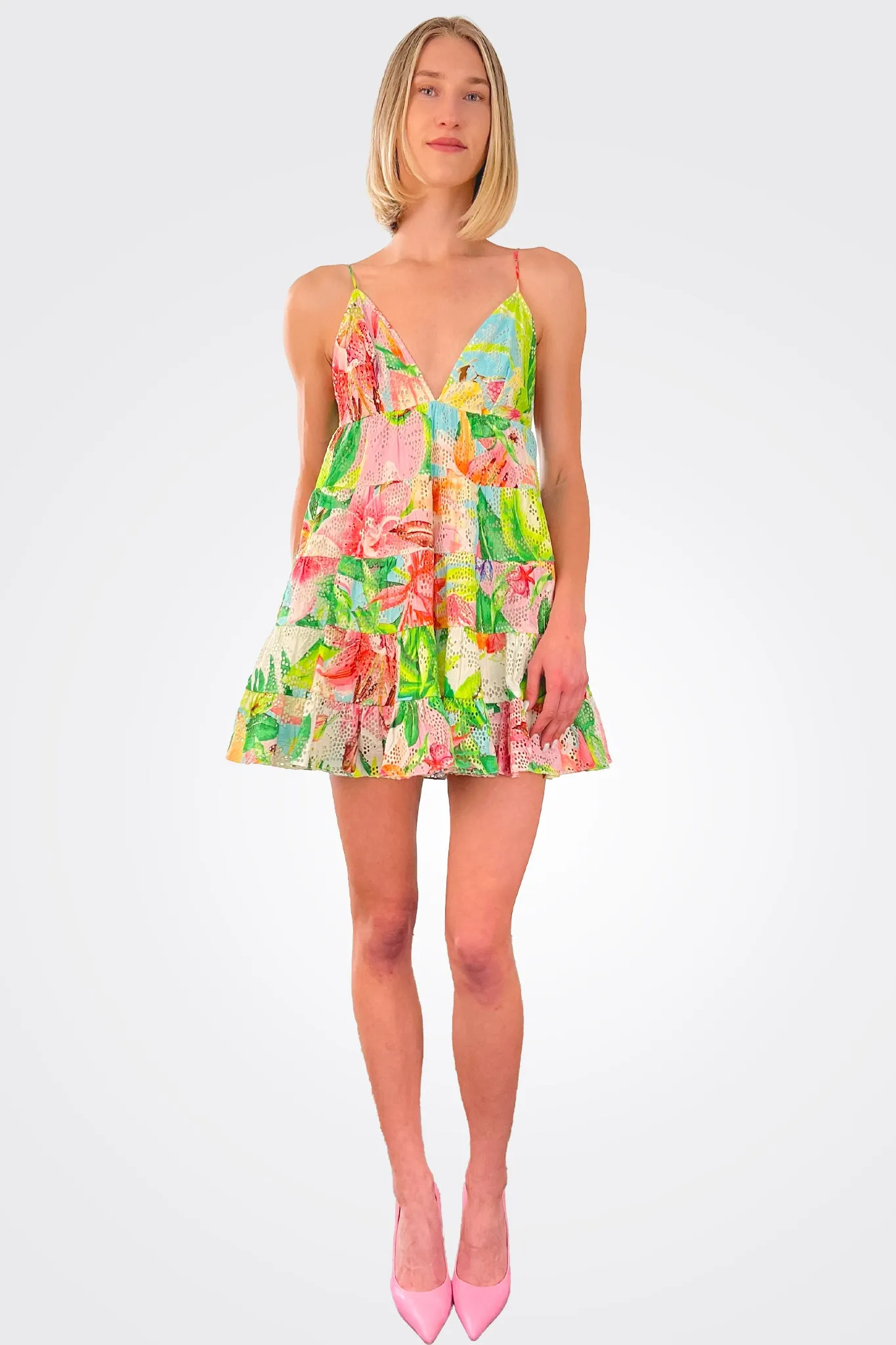 Lora Mini Dress - Hibiscus Print