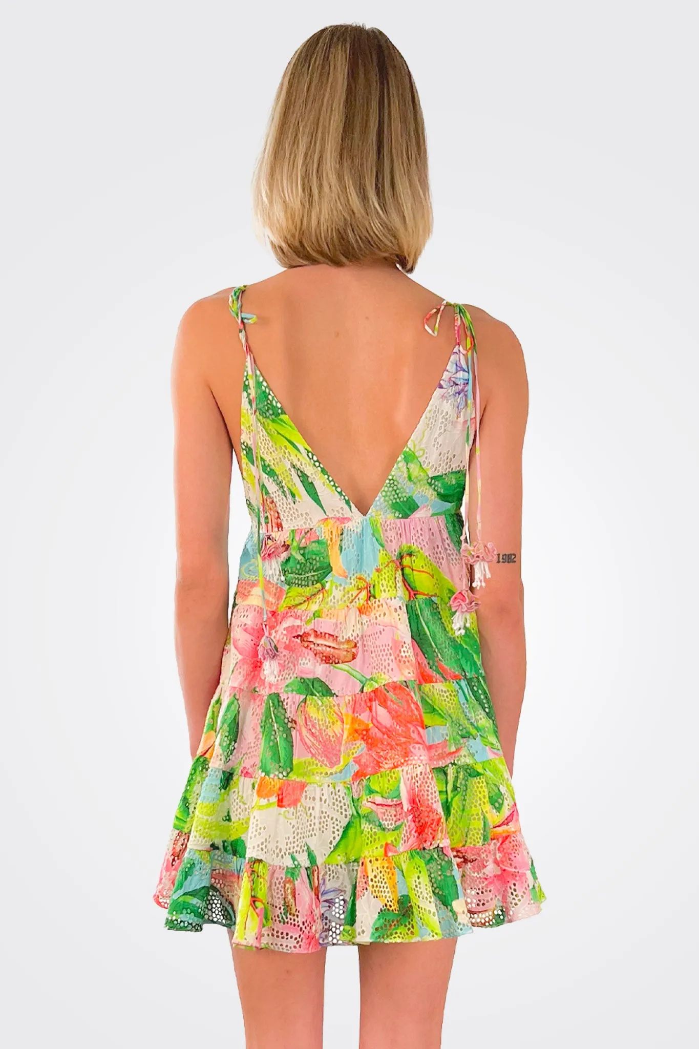 Lora Mini Dress - Hibiscus Print