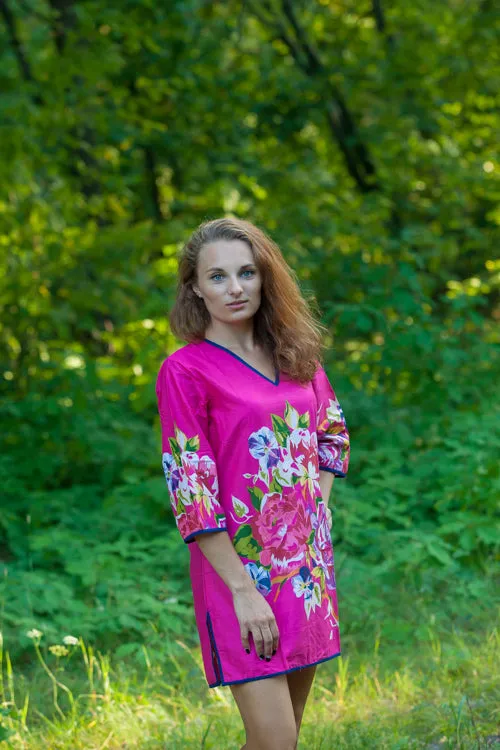 Magenta Sun and Sand Style Caftan in One Long Flower Pattern