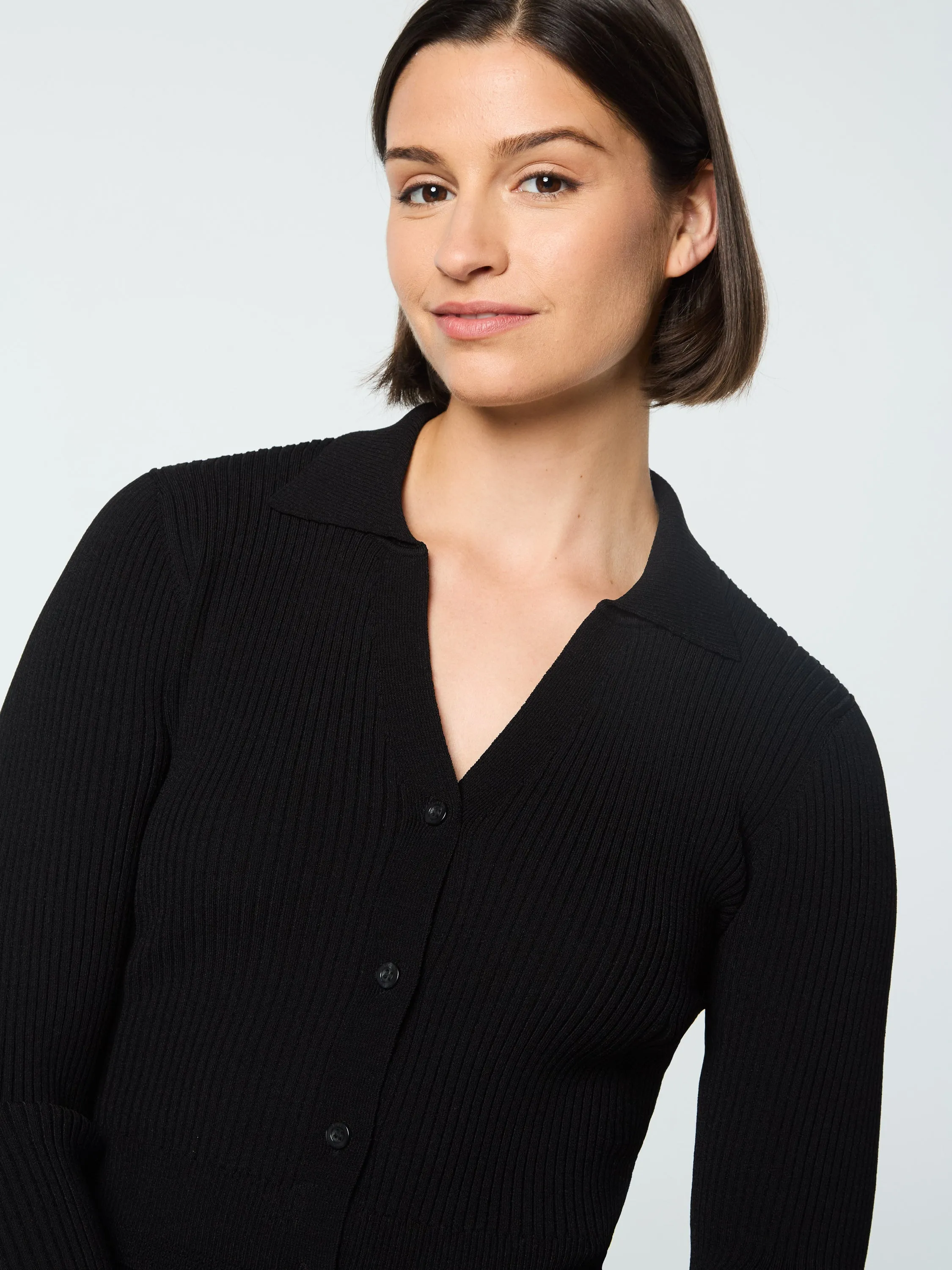 Magreta Rib Cardigan- Black Beauty