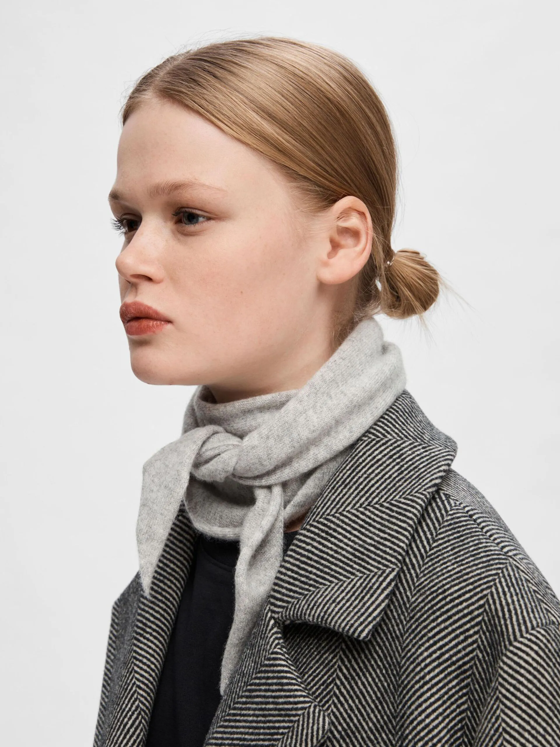 Manila Knit Cashmere Scarf - Light Grey Melange