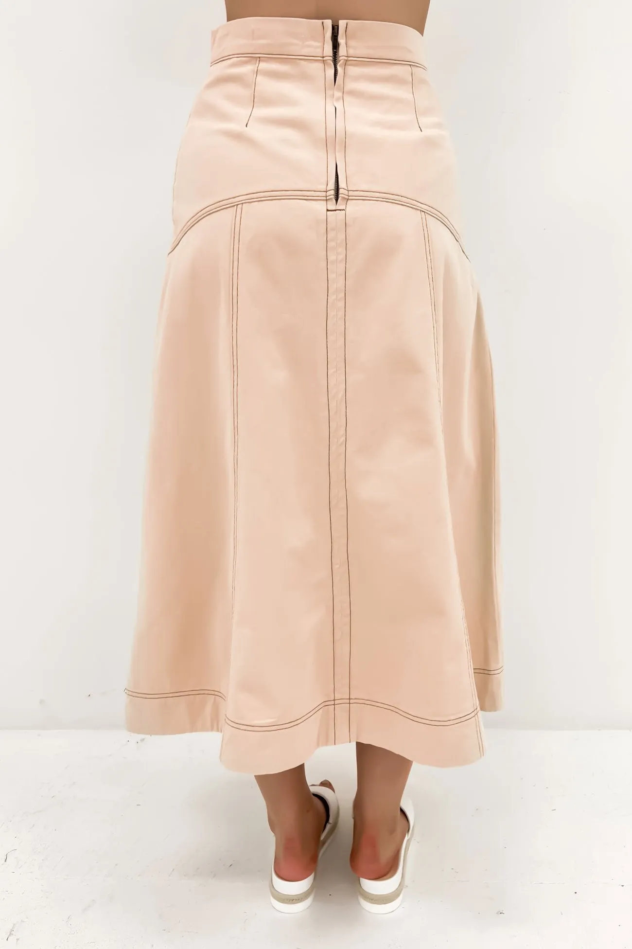 Mikayla Denim Midi Skirt Sand