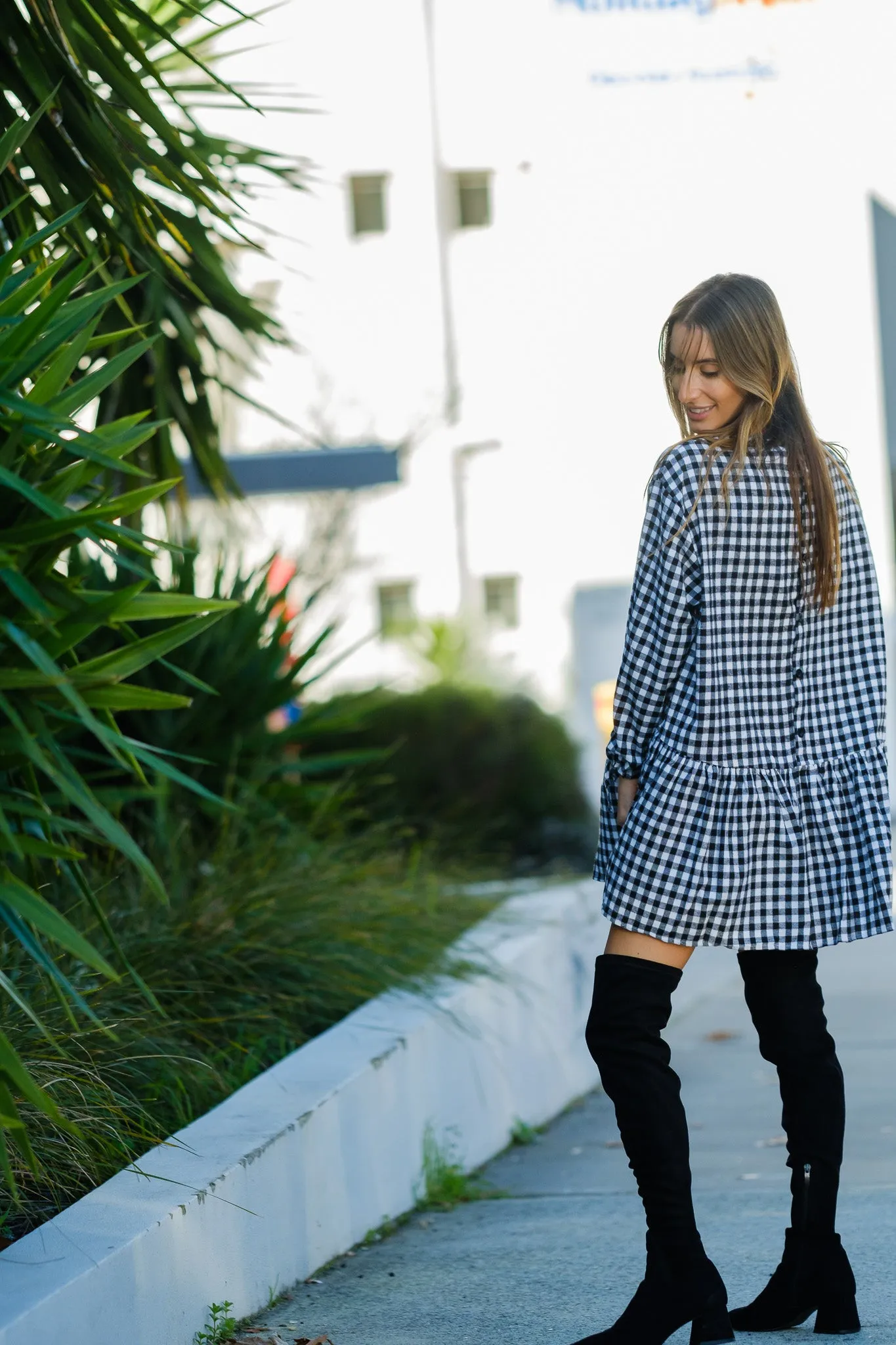 MIKO Gingham Tunic Dress