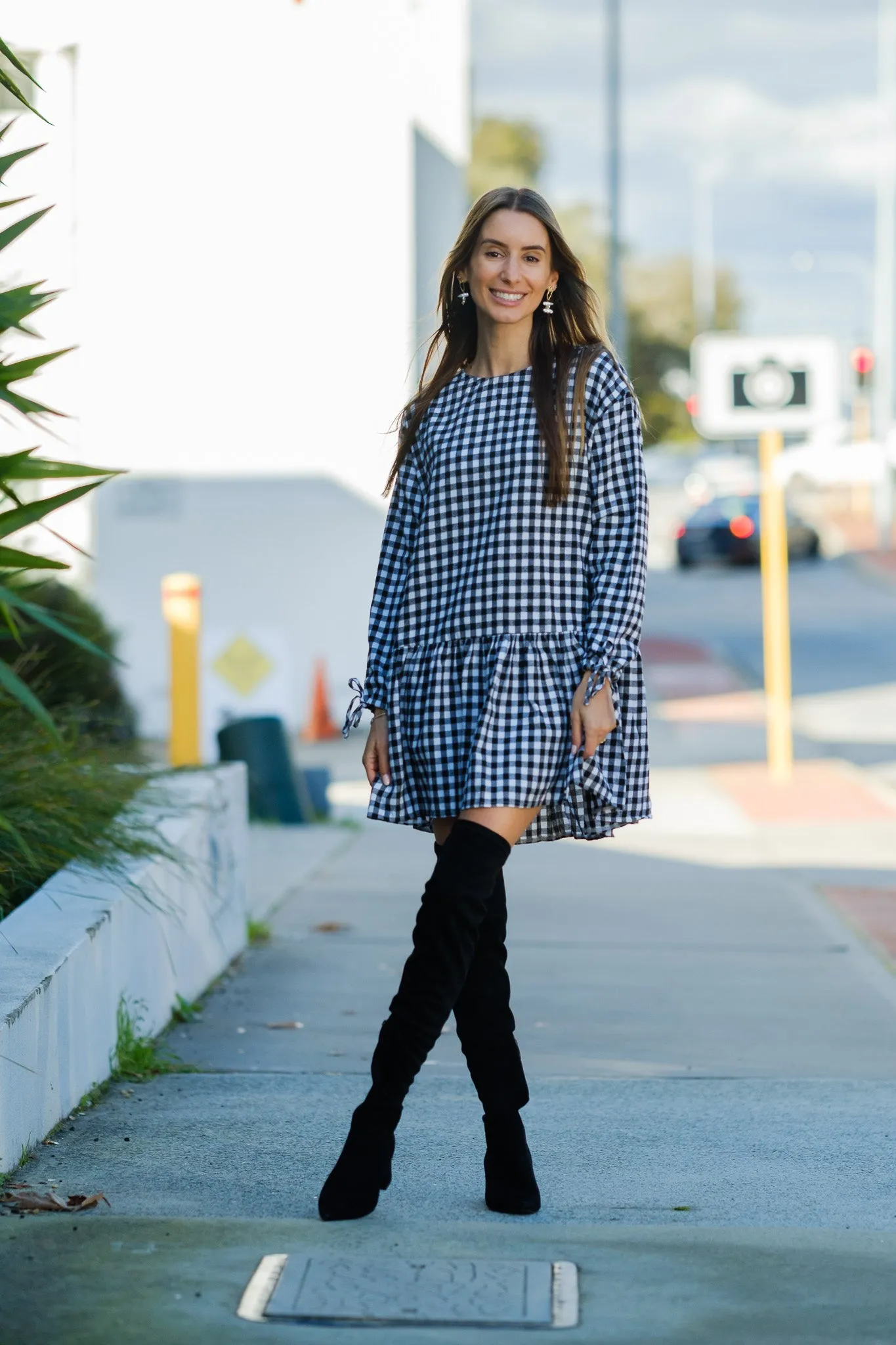 MIKO Gingham Tunic Dress