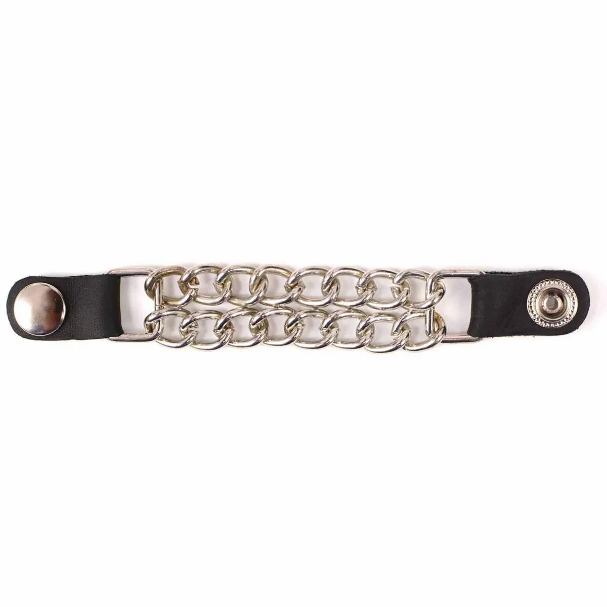 Milwaukee Leather Silver/Chrome Medallion Vest Extender - Double Chrome Chains Genuine Leather 6.5" Extension MLA1015-Single