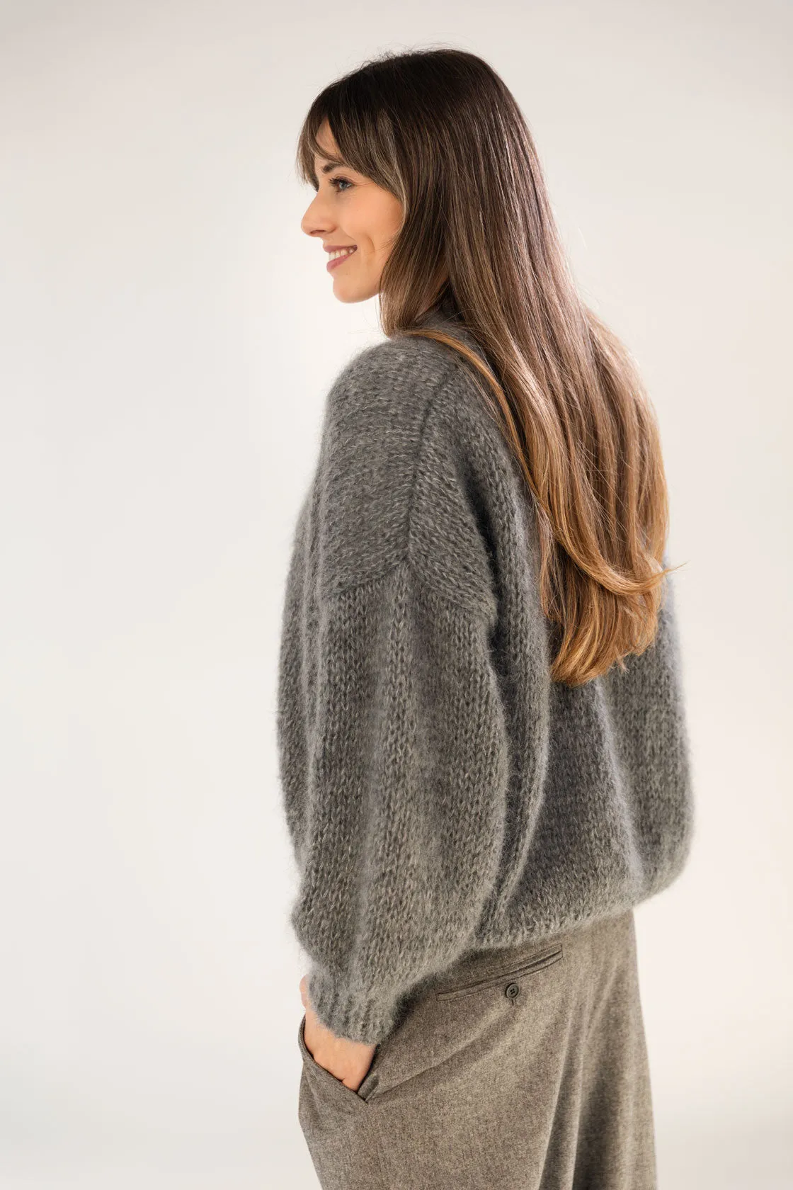 Mohair cardigan in Grey