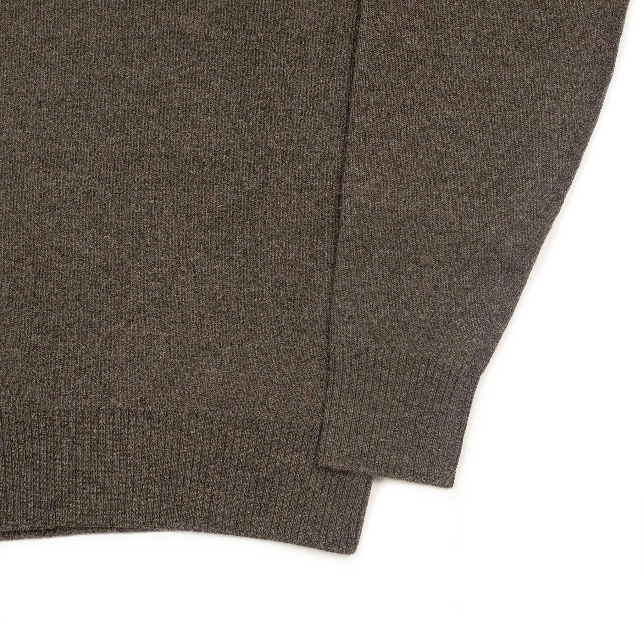 Molded polo sweater in dark brown wool mix