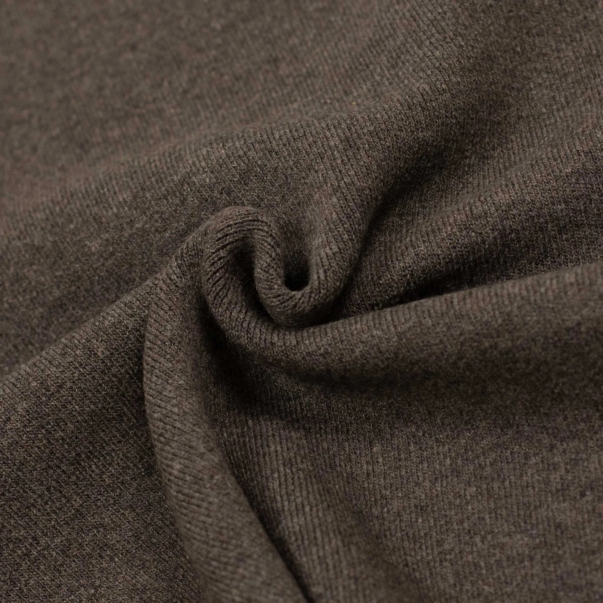 Molded polo sweater in dark brown wool mix