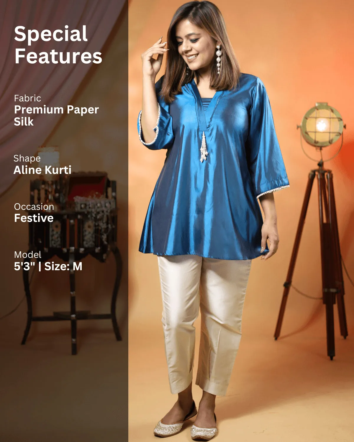 Morni Blue Silk Kurti